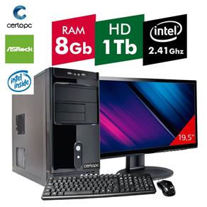 Computador + Monitor 19” Intel Dual Core 2.41GHz 8GB HD 1TB Certo PC Fit 1089