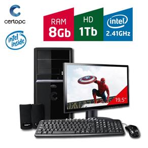 Computador + Monitor 19” Intel Dual Core 2.41GHz 8GB HD 1TB Certo PC Fit 1091