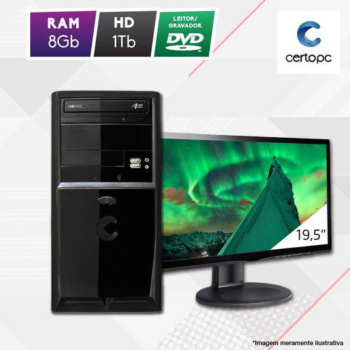 Computador + Monitor 19” Intel Dual Core 2.41GHz 8GB HD 1TB DVD Certo PC Fit 1090