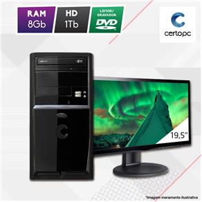 Computador + Monitor 19” Intel Dual Core 2.41GHz 8GB HD 1TB DVD Certo PC Fit 1090