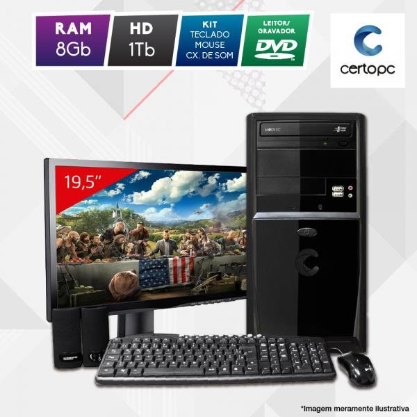 Computador + Monitor 19” Intel Dual Core 2.41GHz 8GB HD 1TB DVD Certo PC Fit 1092
