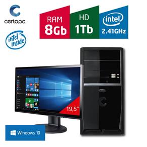 Computador + Monitor 19” Intel Dual Core 2.41GHz 8GB HD 1TB Windows 10 SL Certo PC Fit 1093