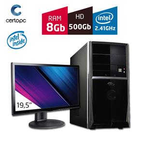 Computador + Monitor 19” Intel Dual Core 2.41GHz 8GB HD 500GB Certo PC Fit 1065