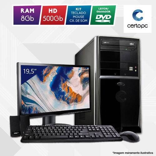 Computador + Monitor 19” Intel Dual Core 2.41GHz 8GB HD 500GB DVD Certo PC Fit 106