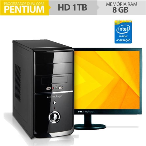 Tudo sobre 'Computador Neologic Pentium G3250 3.2ghz, 8gb, 1tb, Windows 7 + Monitor 18,5" - Nli50946'