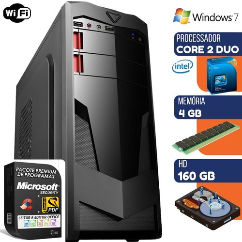 Computador PC Desktop Intel Core 2 Duo 4gb HD 160gb Windows 7 Wifi