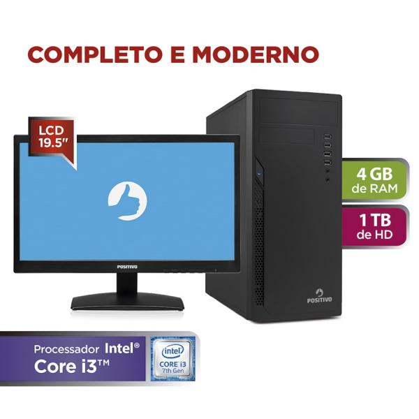 Computador Positivo Station I3 41TBki Core I3 4GB 1TB 19.5" Linux - Preto