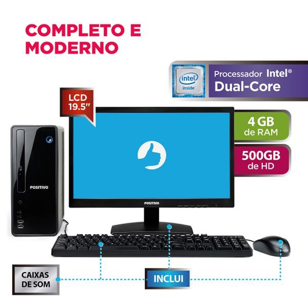 Computador Positivo Stilo DS3550 Celeron 4GB 500GB 19.5" Windows 10 Home - Preto