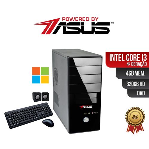 Computador Powered By ASUS Core I3 4 Geração 4gb Ddr3 HD 320gb DVD Windows + Kit