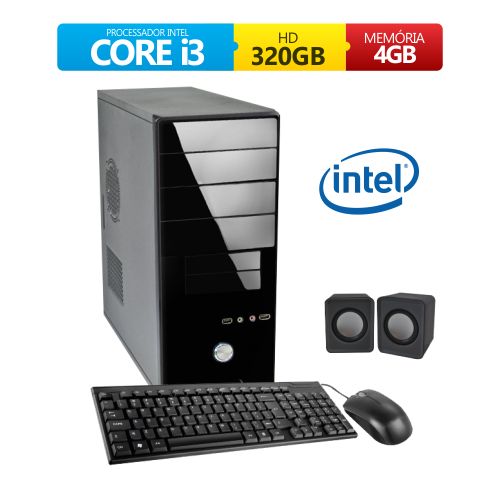 Computador Premium Business Intel Core I3 4gb 320 Gb + Kit (mouse, Teclado e Caixa de Som)