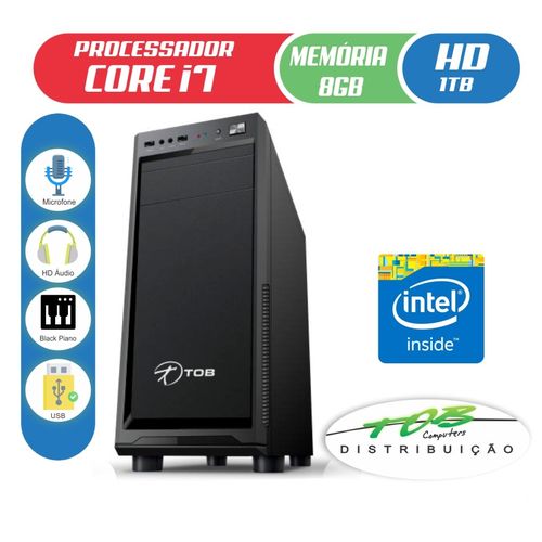 Computador TOB High Plus com Intel Core I7 HD 1TB 8GB de Memória Gabinete Preto