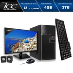 ComputadorDesktop ICC IV2344KM19 Intel Core I3 3.20ghz 4GB HD3TB Kit Multimídia Monitor LED 19,5" HDMI FULLHD Windows 10