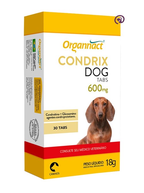 Condrix Dog Tabs 600mg 18g 30 Tabs Organnact Suplemento Cães