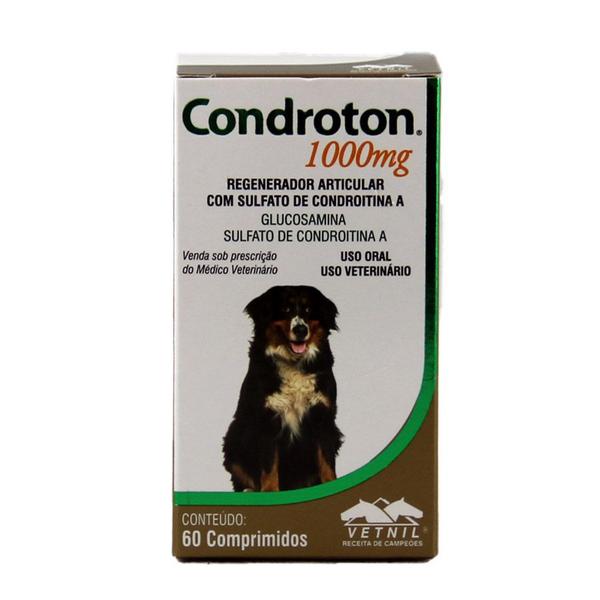 Condroton 1000mg 60 Comp. Vetnil Suplemento Cães
