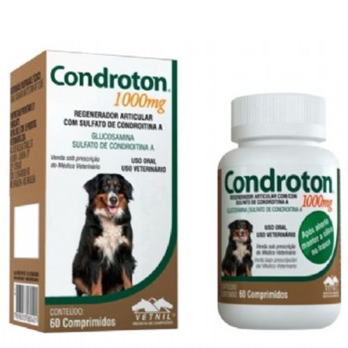 Condroton 60 Comprimidos 10 a 25 Kg Vetnil - 1000 Mg