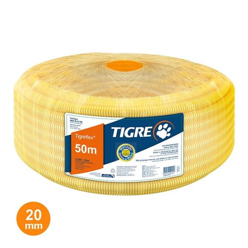 Conduite Corrugado Amarelo 20mm - Rolo com 50m - Tigre - Tigre