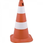 Cone de sinalização com 50 cm branco e laranja em polietileno Vonder - caixa com 3 Unidade -