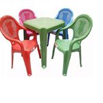 3 Conj. Mesa Verde 4 Cadeiras Infantil Colorida Antares