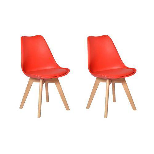 Conjunto 02 Cadeiras Eames Wood Leda Design - Vermelha