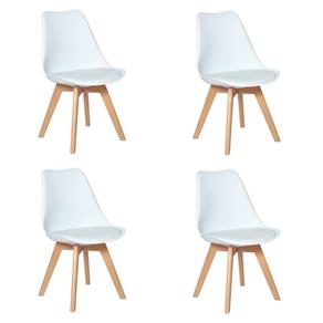 Conjunto 04 Cadeiras Eames Wood Leda Design - BRANCO