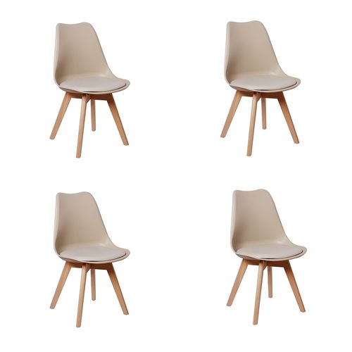 Conjunto 04 Cadeiras Eames Wood Leda Design - Nude