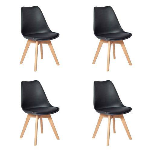 Conjunto 04 Cadeiras Eames Wood Leda Design - Preta