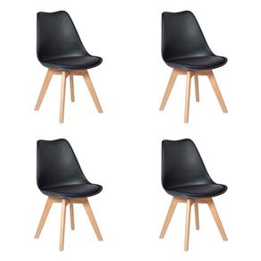 Conjunto 04 Cadeiras Eames Wood Leda Design - PRETO