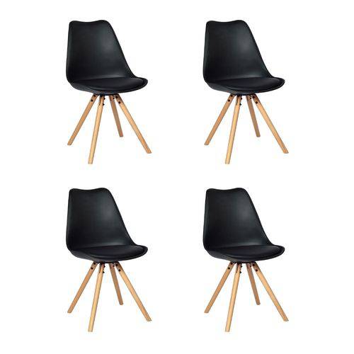 Conjunto 04 Cadeiras Wood Ligia Design - Preta