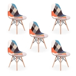 Conjunto 05 Cadeiras Charles Eames Eiffel Sem Braços Patchwork