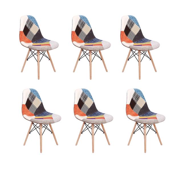 Conjunto 06 Cadeiras Charles Eames Eiffel Sem Braços Patchwork - Magazine Decor