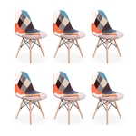 Conjunto 06 Cadeiras Charles Eames Eiffel Sem Braços Patchwork