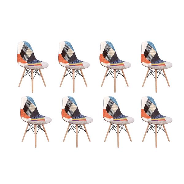 Conjunto 08 Cadeiras Charles Eames Eiffel Sem Braços Patchwork - Magazine Decor