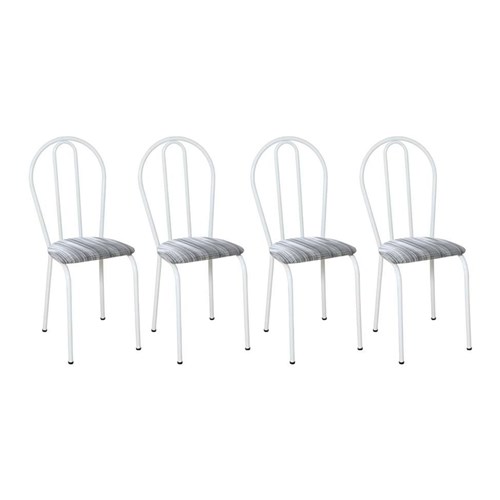 Conjunto 4 Cadeiras 004 Branco e Linho
