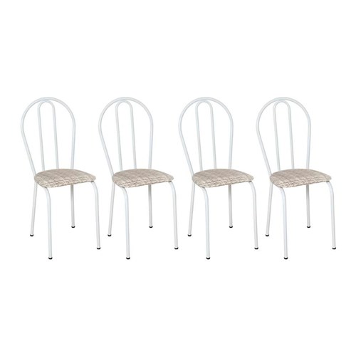 Conjunto 4 Cadeiras 004 Branco e Rattan
