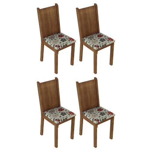 Conjunto 4 Cadeiras 4290X Madesa - Rustic/Hibiscos
