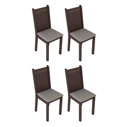 Conjunto 4 Cadeiras 4290X Madesa - Tabaco/Pérola