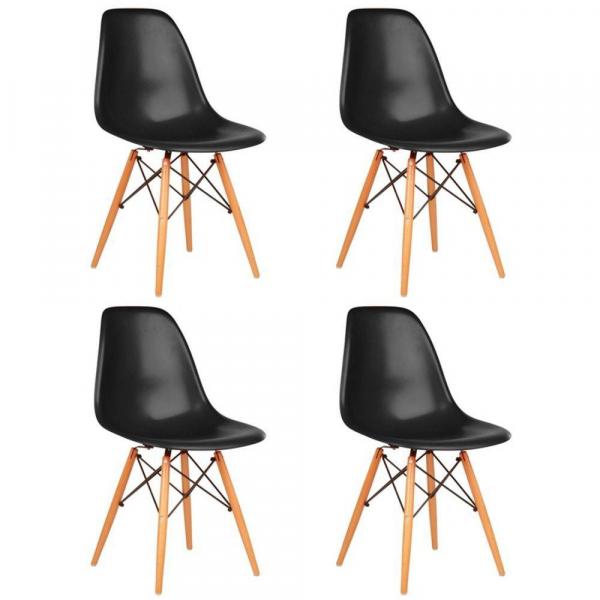 Tudo sobre 'Conjunto 4 Cadeiras Charles Eames Eiffel Wood Base Madeira - Preta - Fortt'