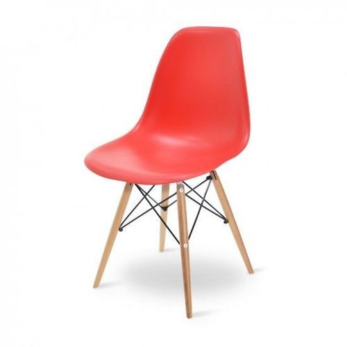 Conjunto 4 Cadeiras Charles Eames Eiffel Wood Base Madeira - Vermelha