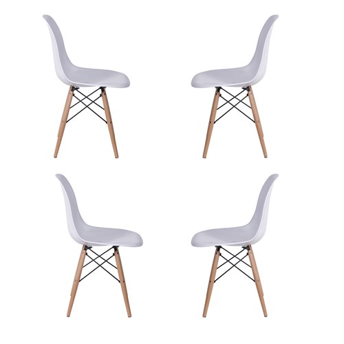 Conjunto 4 Cadeiras Charles Eames Eiffel Wood Base Madeira
