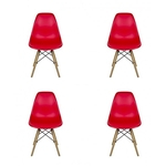 Conjunto 4 Cadeiras Dkr Polipropileno Base Eiffel Madeira Vermelha Inovakasa