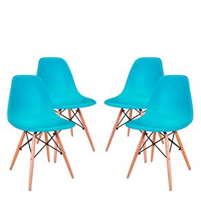 Conjunto 4 Cadeiras Eames Eiffel - Azul Claro
