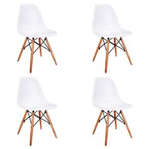 Conjunto 4 Cadeiras Eames Eiffel com Pés de Madeira - Branco - Branco