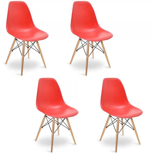 Conjunto 4 Cadeiras Eames Vermelha - Elegance