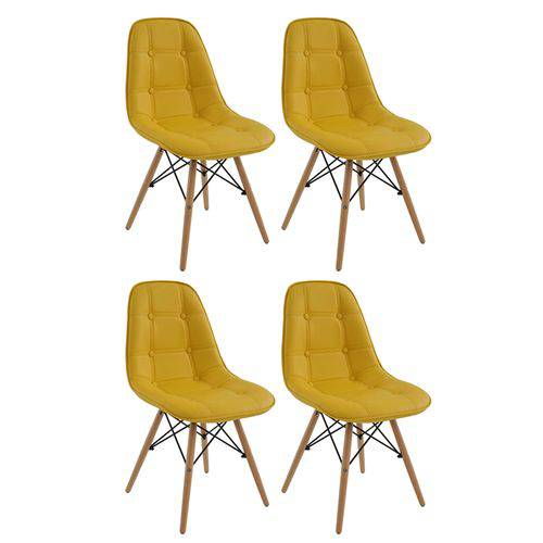 Conjunto 4 Cadeiras Eiffel Botonê Eames Dsw Amarela
