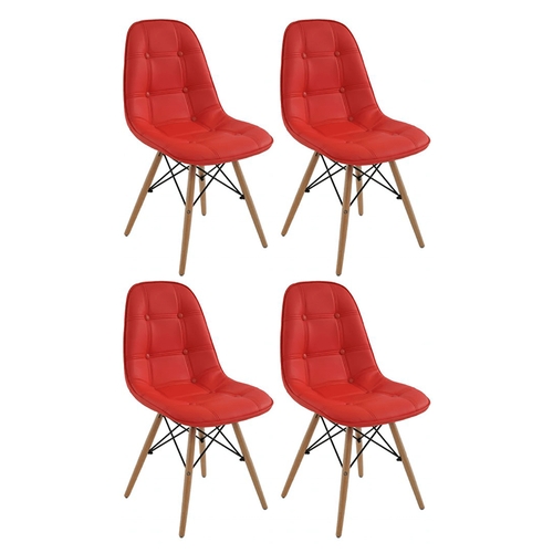 Conjunto 4 Cadeiras Eiffel Botonê Eames Dsw Vermelha