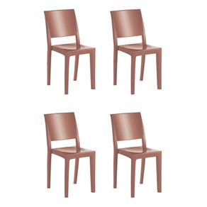 Conjunto 4 Cadeiras em Polipropileno Hydra Plus Cristal UZ Kappesberg Terracota - Laranja
