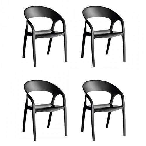 Conjunto 4 Cadeiras Glass Plus Kappesberg Preto