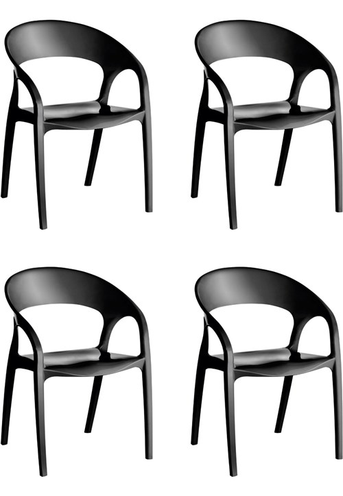 Conjunto 4 Cadeiras Glass Plus Preto Kappesberg