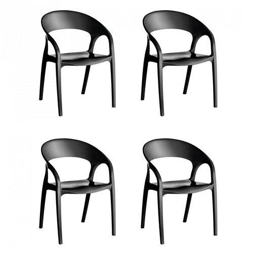 Conjunto 4 Cadeiras Glass Plus UZ Preto