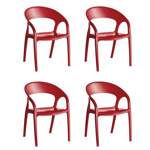 Conjunto 4 Cadeiras Glass Plus UZ Vermelho